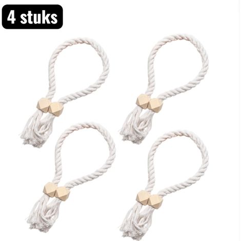 embrasse de rideau support de rideau pince à rideaux en bois cordon magnétique pour rideaux clip de rideaux forme octogonale blanc lot de 4 embrasses (1/5)