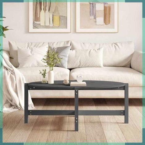 Table basse - 822319 - Gris - Bois massif de pin - 118 x 63 x 45 cm (1/5)