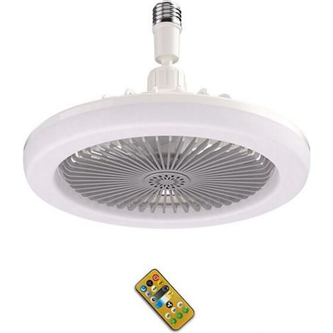 Ventilador de techo con control remoto y luz, ventilador con lámpara LED de 30 W, ventilador de techo inteligente silencioso, base E27