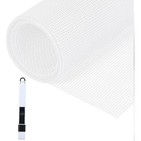 Moustiquaire de fenêtre, 150x300cm Moustiquaire au mètre en fibre de verre bricolable avec brosse de nettoyage, moustiquaire pour fenêtre, porte de balcon et salon, Blanc (1/4)