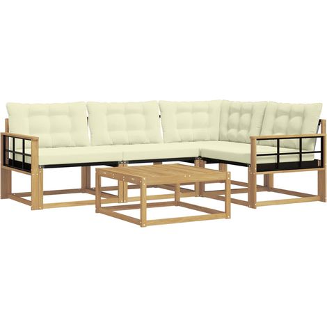 Set di divani da esterno 5 pcs Bianco e Crema 79 x 79 x 37 cm vidaXL