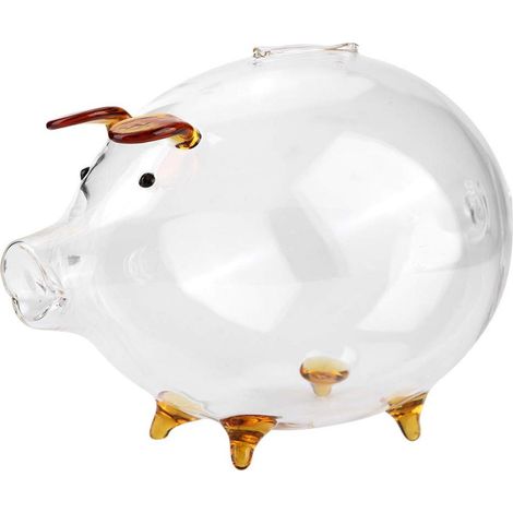 Cerdo Ahorrador - Hucha Transparente De Vidrio Borosilicato - Para Niños Y Adultos - 18 X 12 Cm - 1 Unidad (1/5)