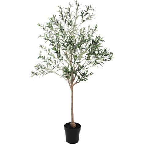 Olivier Artificiel 170 cm Arbre Décoratif Style Méditerranéen avec Tronc Fin et Feuilles Réalistes - PANGIVO (1/5)
