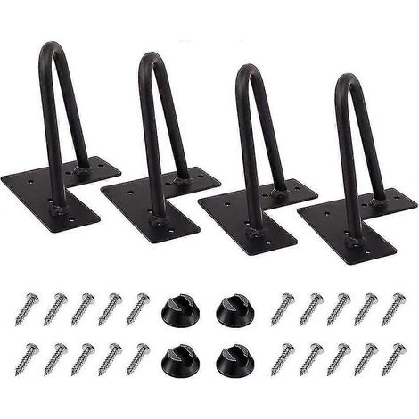 Pieds en épingle à cheveux de 10 cm, pieds de table en métal robuste, adaptés aux armoires, aux supports TV et comme cadeaux. (1/5)