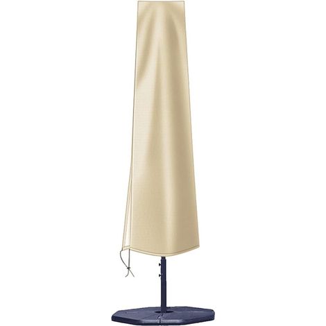 Housse de parasol - 200 x 55 x 60 cm - Beige - Parasol à poignée droite - Housse imperméable 420D - Fermeture éclair et cordon de serrage (1/5)