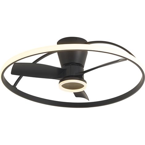 QAZQA Deckenventilator schwarz inkl. LED mit Fernbedienung -