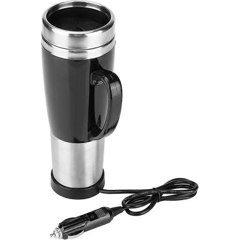 Elektrischer Auto-Thermobecher aus Edelstahl, ideal für Kaffee und Tee, schwarz, 12 V