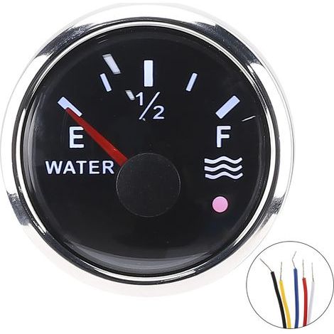 52mm / 2 Inch Gauge with Alarm for Marine Use - 9-32V DC, 0-190OHM European Sensor, Reliable for Boats and RVs (BLACK) (1/5)