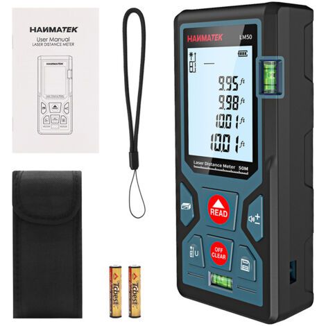 Télémètre laser numérique 50 m, télémètre laser portable, mesure de longueur/surface/volume/théorème de Pythagore LM50 (1/4)