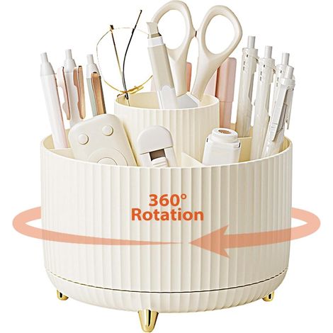 Historicus Pot a Crayon Rotatif à 360 Degrés, Organiseur Bureau avec 5 Compartiments, Pot à Crayon, Porte Crayons Bureau, Rangement Stylo, Pour Papeterie, Maquillage (1/5)