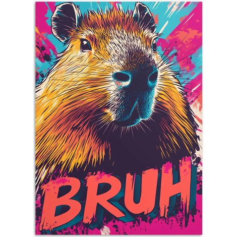 Affiche murale colorée CAPYBARA. Cadeau pour un adolescent. Posters 30 x 40 cm. (1/5)
