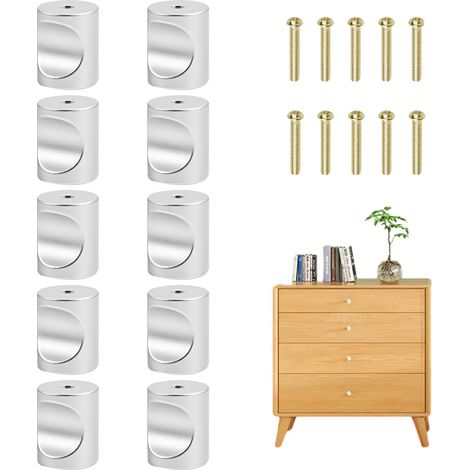 10 PCS Bouton de Meuble, Boutons de Tiroir Boutons de Portes pour Placards Monotrou en Aluminium Mat avec Vis Poignées Modernes Résistantes à l'Usure pour Tiroirs Armoires et Portes de Cuisine (Set B) (1/5)