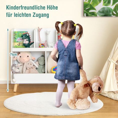 Estanteria infantil con 5 compartimentos abiertos estanteria para habitacion infantil con patas de madera maciza blanca