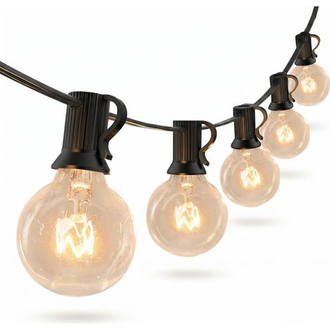 AMXCNOY 30 m IP44 Lichterkette für den Außenbereich mit 50 + 2 warmweißen G40-Glühbirnen – für Garten, Hochzeit und Weihnachtsdekoration (1/5)