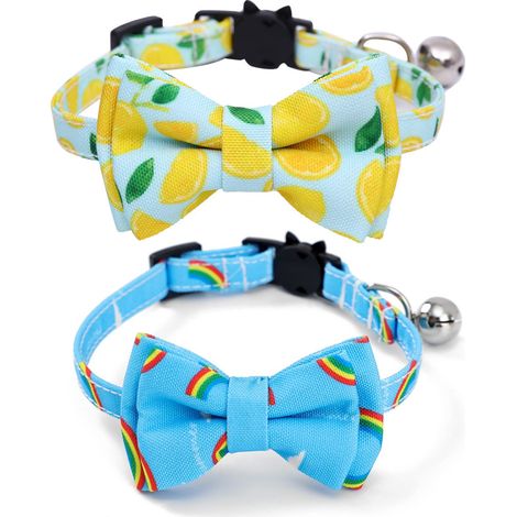 Collier Pour Chien - Avec Nœud Papillon Et Clochette - Réglable Pour Petit Chien Et Chat - Lot De 2 Pièces (1/5)