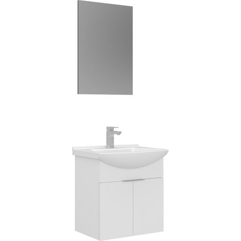 Ensemble Meuble Vasque avec Miroir (2 Pièces) "Purus 55" - 55 x 50 x 58 cm - White (1/3)