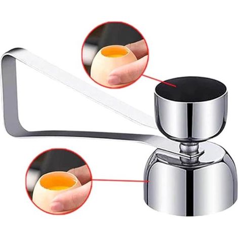 Doppelköpfiger Eierschneider/Öffner/Eierverarbeitungshelfer – 2-in-1-Design – 10 cm lang – Silber (1/5)