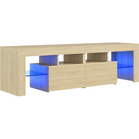 Porta TV multimediale scaffale per televisione televisore buffet sala da pranzo soggiorno camera da letto con luci a LED rovere Sonoma 140 x 36,5 x 40 cm marrone 020026761