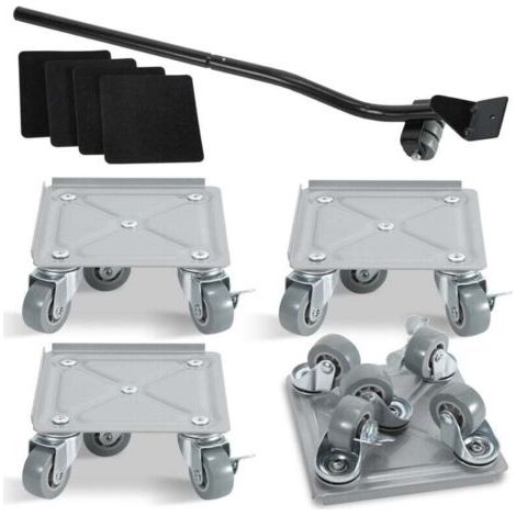plateau Roulant 4pcs Lève-meubles acier Charge max 500 kg Planche à roulettes Transporteur de meubles pour tous les sols Aide au transport