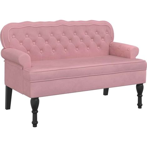 Banco con respaldo terciopelo rosa 119,5x64,5x75 cm vidaXL