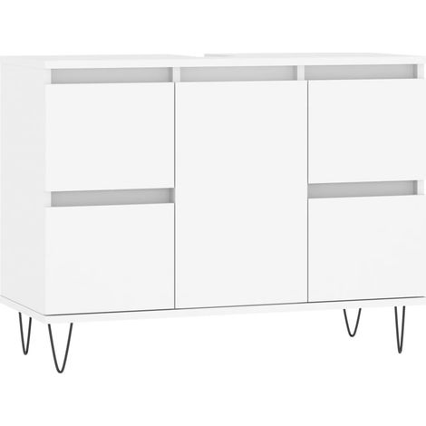 Armoire de salle de bain,Meuble de Rangement,style industriel blanc 80x33x60 cm bois d'ingénierie -56587 (1/5)