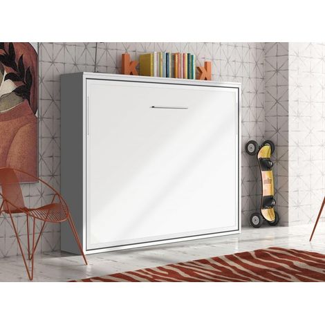 Lit escamotable horizontal 80x190 cm Valeria - Pieds synchronisés - Matelas Sans matelas - Façade Chêne 3D - Coffrage Chêne 3D (1/5)