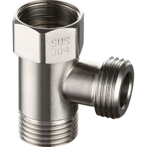 1 robinet de dérivation 3 voies, acier inoxydable 304, filetage G 1/2", bras de douche 20 mm, pour système de douche et bidet (1/5)