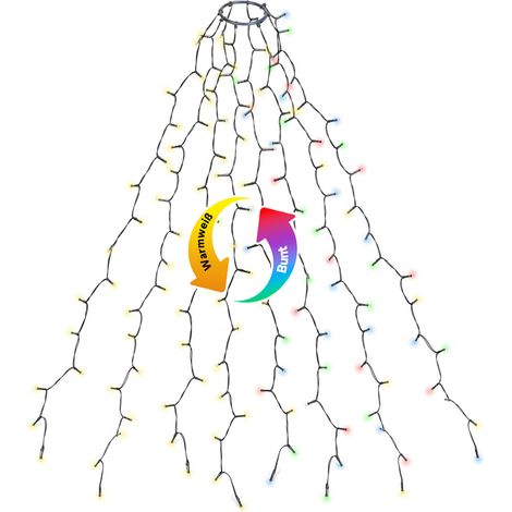 Guirlande lumineuse pour sapin de Noël, blanc chaud et multicolore, 1,5 m, 200 LED, 9 modes d'éclairage avec 8 guirlandes pour sapins de 90 à 150 cm (1/5)