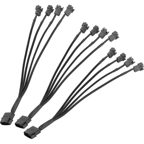 3-teiliges Verlängerungskabel, 1-zu-4-Splitter für Computergehäuselüfter, 4-Pin-Adapter