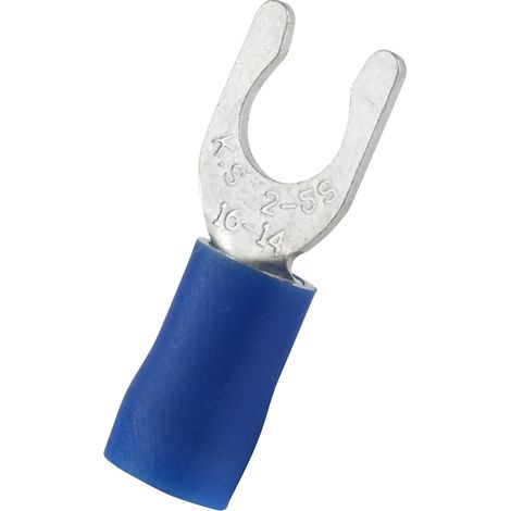 Cosse à fourche à sertir RS PRO Isolé, Bleu 14AWG 2.5mm² 16AWG 1.5mm² (1/3)