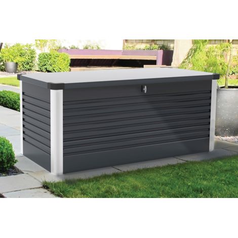 Baúl exterior de jardín metálico (850 L, 187 x 79 x 73 cm) - Trimetals - color gris antracita (1/5)