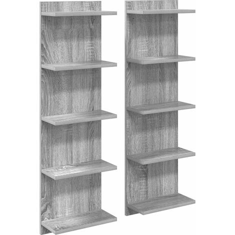 Estante de pared 2 uds. Sonoma gris 30 x 15 x 100 cm vidaXL