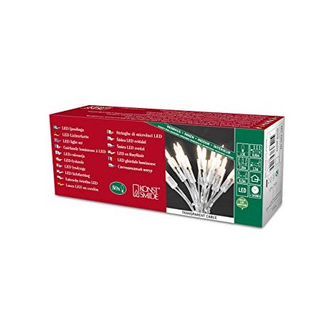 Konstsmide 6303-103 Catena luminosa a LED, 50 diodi a luce bianca calda, design retro, 230 V, 3,8 W, per interni, cavo trasparente (1/4)