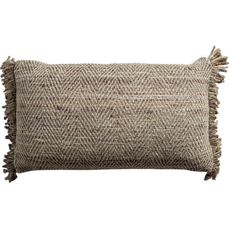 Coussin rectangulaire bohème en coton chiné - marron chiné et beige (1/4)