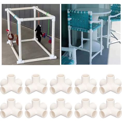 10 Pièces Raccord PVC à 5 Voies 25mm Coude Blanc pour Meubles Serre Tente (1/5)