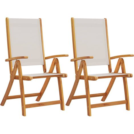 Lot de 2 Chaises pliables de jardin,Chaise d'extérieur bois d'acacia et textilène CFW2351369 (1/5)