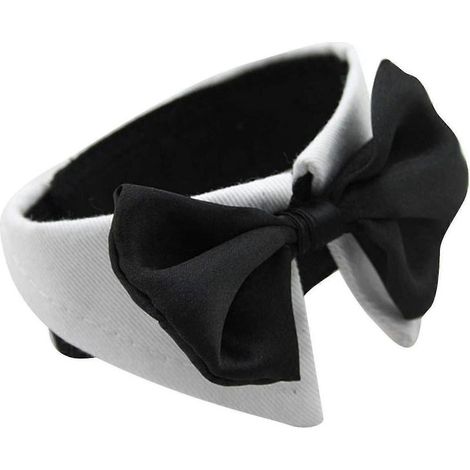 Nœud papillon pour chien, collier de mariage, collier pour animal de compagnie, nœud papillon ajustable, convient aux grands chiens, 1 pièce - blanc () (1/2)
