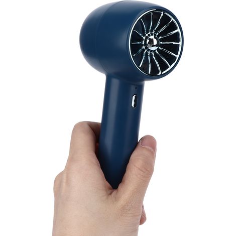 Ventilateur portable 3 vitesses, 2-en-1 à main et sur pied, rechargeable USB avec batterie intégrée, bleu (1/5)
