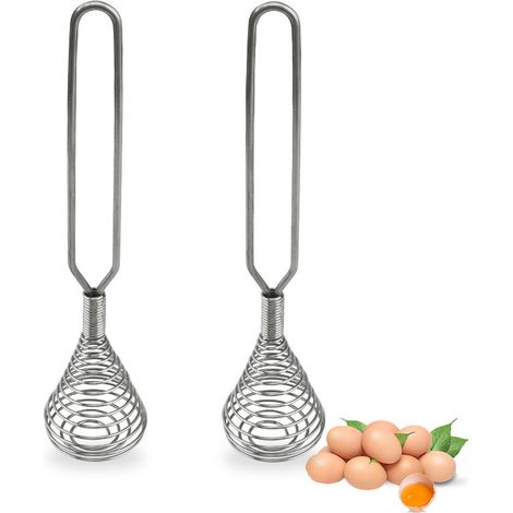 Fouet spiralé - Batteur à pression - Conception à ressort - Facile à nettoyer - Antidérapant - Isolant thermique - Poignée allongée - Indispensable en cuisine - Idéal pour fouetter les œufs, le beurre (1/5)