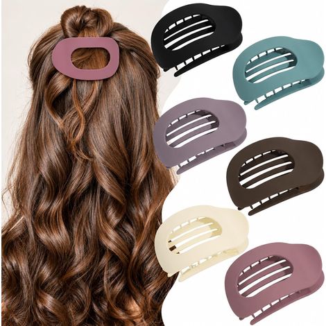 6 pinces à cheveux femme, fixation latérale robuste, pour cheveux épais, bouclés ou fins (6 couleurs). (1/5)