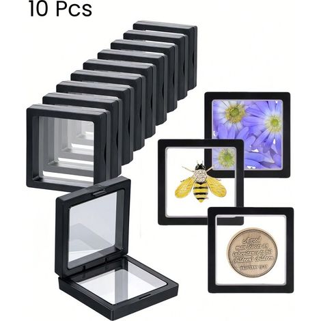 Étui d'affichage flottant 3D 10PCS - Boîte de rangement transparent PE pour bijoux, cadre pour pièces, médailles, spécimens - Vitrine pour collections et organisateur de bureau 99cm (1/5)