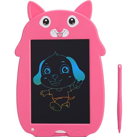 9-Zoll-LCD-Zeichentablett für Kinder, abwischbare Zaubertafel mit Stift, rosa Hundeform – Kreatives Geschenk (1/5)