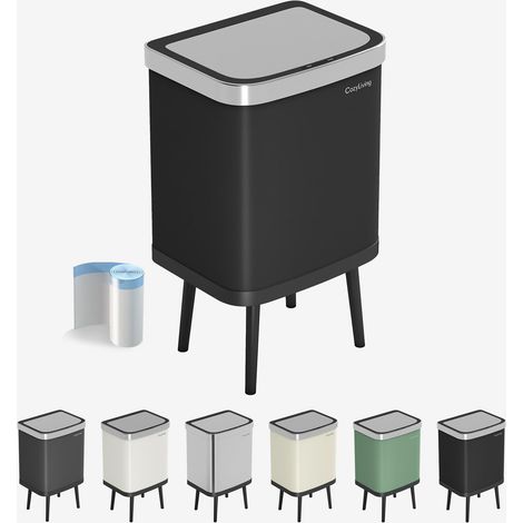 Motion Sensor Kitchen Bin with Soft Close Lid with Stand 35L BLACK