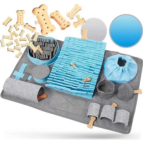 Hundeschnüffelmatte mit 10 Funktionen – Hunde-Puzzlespiel – Blau und Grau (1/5)