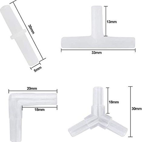 Connecteurs de Tuyau d'Air pour Aquarium Accessoires de Pompe à Air à 2, 3 et 4 Voies en Forme de T, Y, L et Droits pour Tube de Bulleur de Poisson