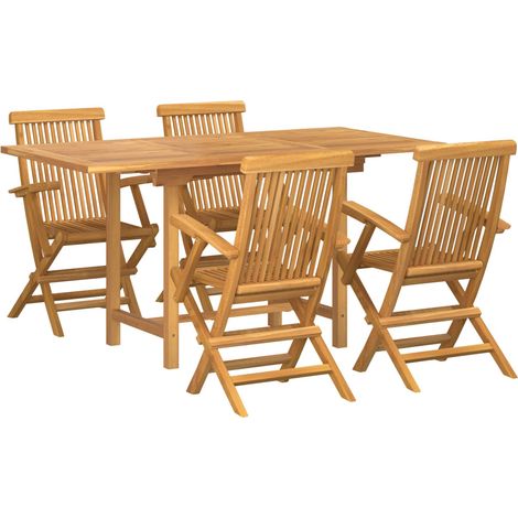 Set da Pranzo per Giardino 5 pcs Marrone Legno di teak solido vidaXL