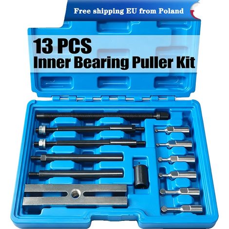 Kit de herramientas extractoras de rodamientos, acero al carbono endurecido, 13 piezas, compatible con rodamientos 6004-6010, incluye 6 adaptadores, adecuado para la reparación de motores y maquinaria (1/5)