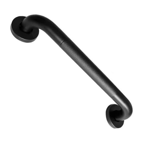 Rampe d'escalier de baignoire antidérapante en acier inoxydable noir de 30 cm – Poignée moletée pour usage intérieur et extérieur