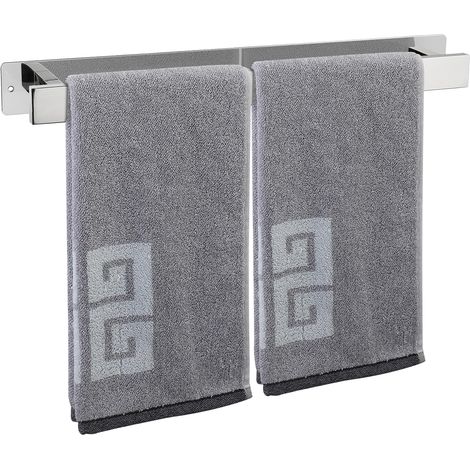 Porte-Serviettes Mural Acier Inoxydable - Auto-adhésif ou à Vis - Antirouille - pour Salle de Bain, Cuisine, Camping-Car (40 cm, Chrome)