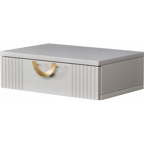 Table de nuit suspendue pour chambre à coucher – cachemire avec façade cannelée – 1 tiroir – poignée décorative dorée 45/30/12cm (1/4)